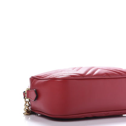 Gucci Calfskin Matelasse Small GG Marmont Chain Shoulder Bag Hibiscus Red 5 of 10