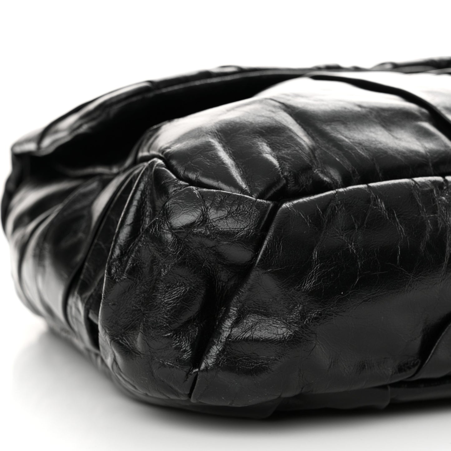 Glazed Calfskin Twisted Maxi Flap Black