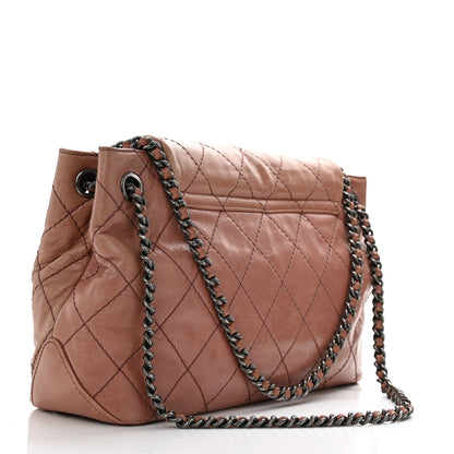 Chanel Aged Calfskin Quilted Chain Accordion Flap Dark Pink 2 of 11