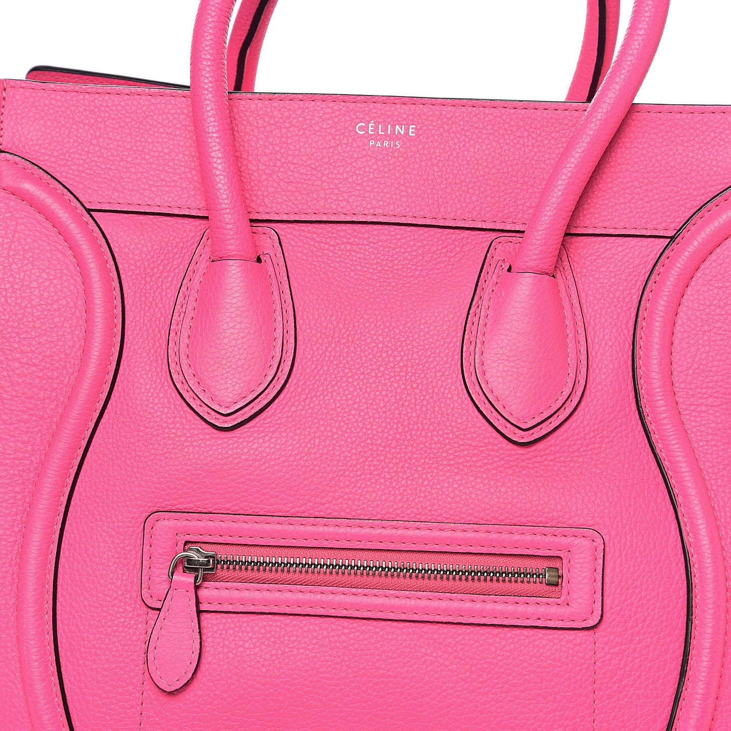 Drummed Calfskin Mini Luggage Fluo Pink