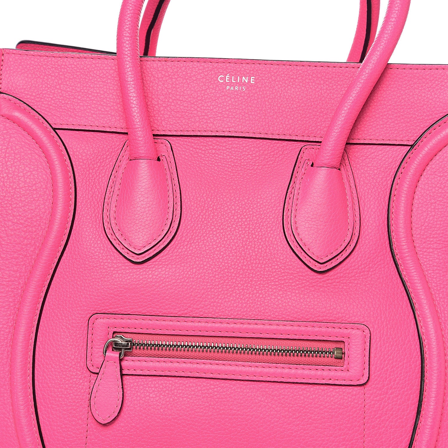 Celine Drummed Calfskin Mini Luggage Fluo Pink 11 of 11