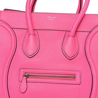 Celine Drummed Calfskin Mini Luggage Fluo Pink 11 of 11