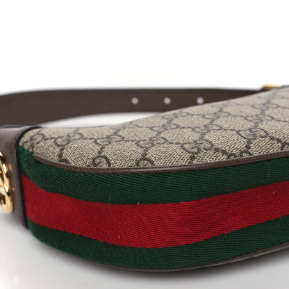 Gucci GG Supreme Monogram Textured Calfskin Web Mini Ophidia Half Moon Hobo Beige Ebony New Acero 8 of 9