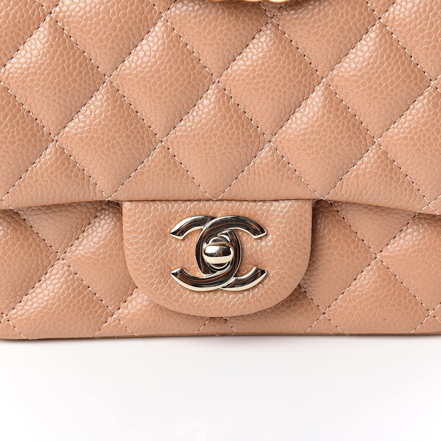 Chanel Iridescent Caviar Quilted Mini Square Flap Beige 10 of 11