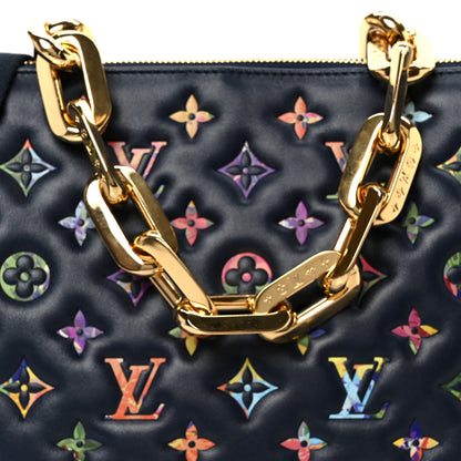 Louis Vuitton Lambskin Embossed Monogram LV Garden Coussin MM Navy Blue 9 of 12