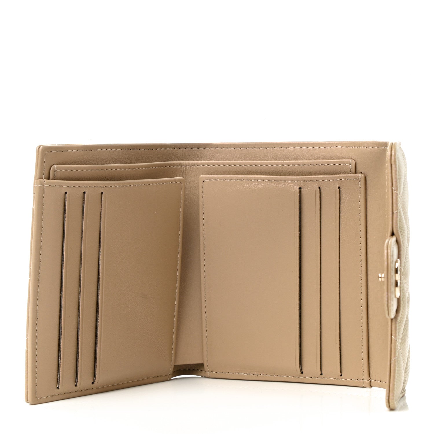 Chanel Iridescent Caviar Quilted Compact Flap Wallet Dark Beige 5 of 9