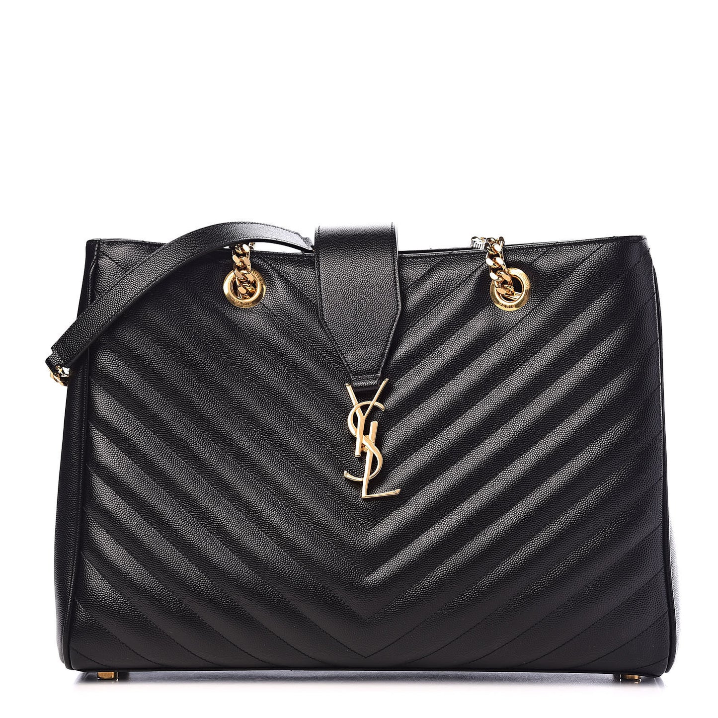 Grain De Poudre Matelasse Chevron Monogram Shopping Bag Black