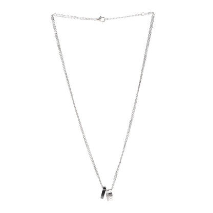 Cartier 18K White Gold Ceramic Diamond Three Ring LOVE Necklace 3 of 6