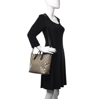 Gucci Soft GG Supreme Monogram Bees Small Crossbody Tote Beige Oro Black 2 of 9