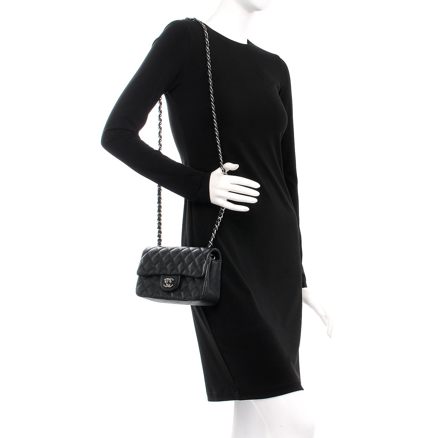 Chanel Iridescent Caviar Quilted Mini Rectangular Flap Black 2 of 8