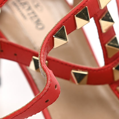 Valentino Garavani Pebbled Calfskin Rockstud Ankle Strap 65mm Pumps 36.5 Deep Coral 8 of 9