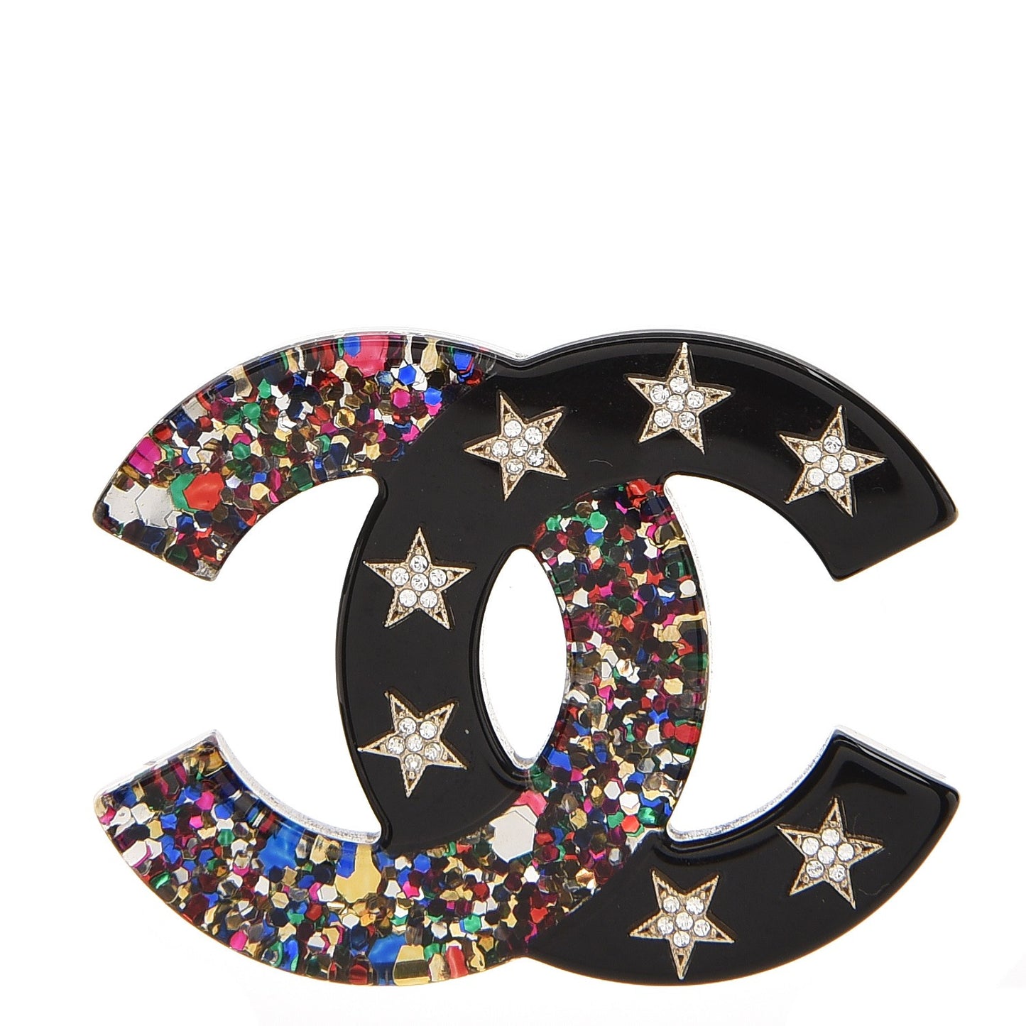 Resin Glitter Crystal CC Star Brooch Multicolor
