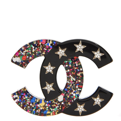 Chanel Resin Glitter Crystal CC Star Brooch Multicolor 1 of 6