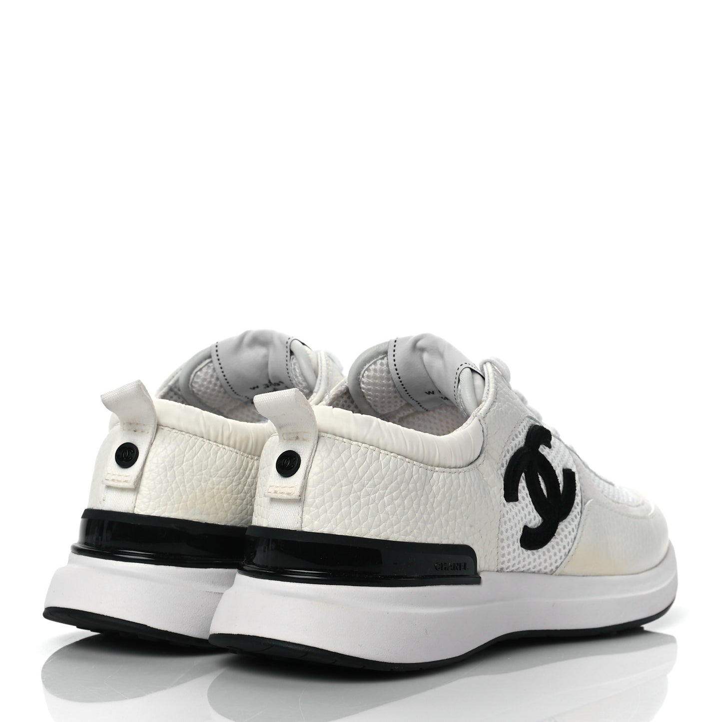 Calfskin Mesh Lycra Suede Womens Logo Sneakers 41 White