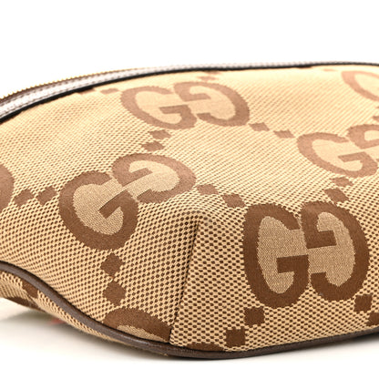 Gucci Monogram Jumbo GG Textured Dollar Calfskin Web Belt Bag Camel Ebony New Acero 9 of 10