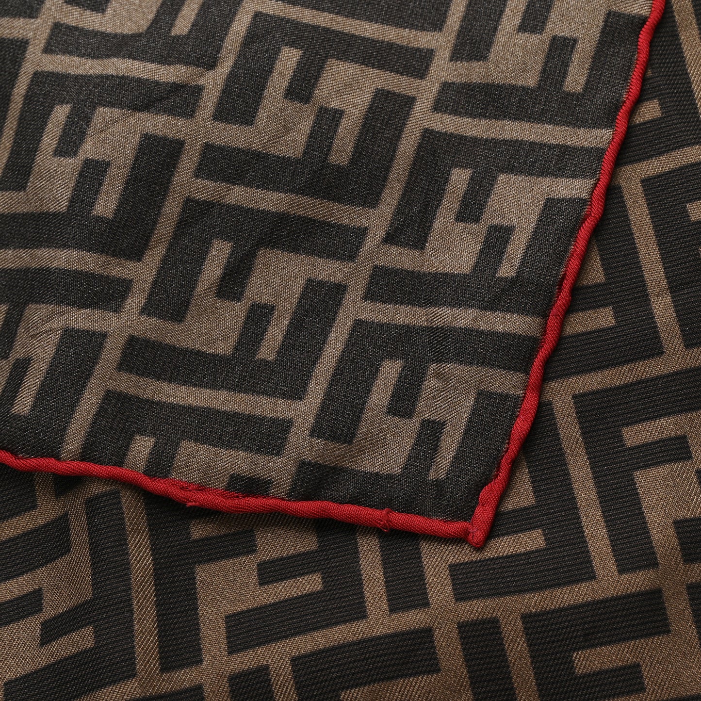 Silk FF Scarf Brown Black Red