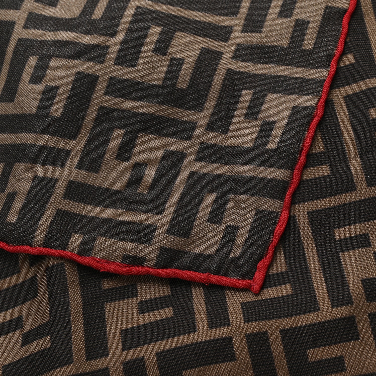 Fendi Silk FF Scarf Brown Black Red 3 of 3