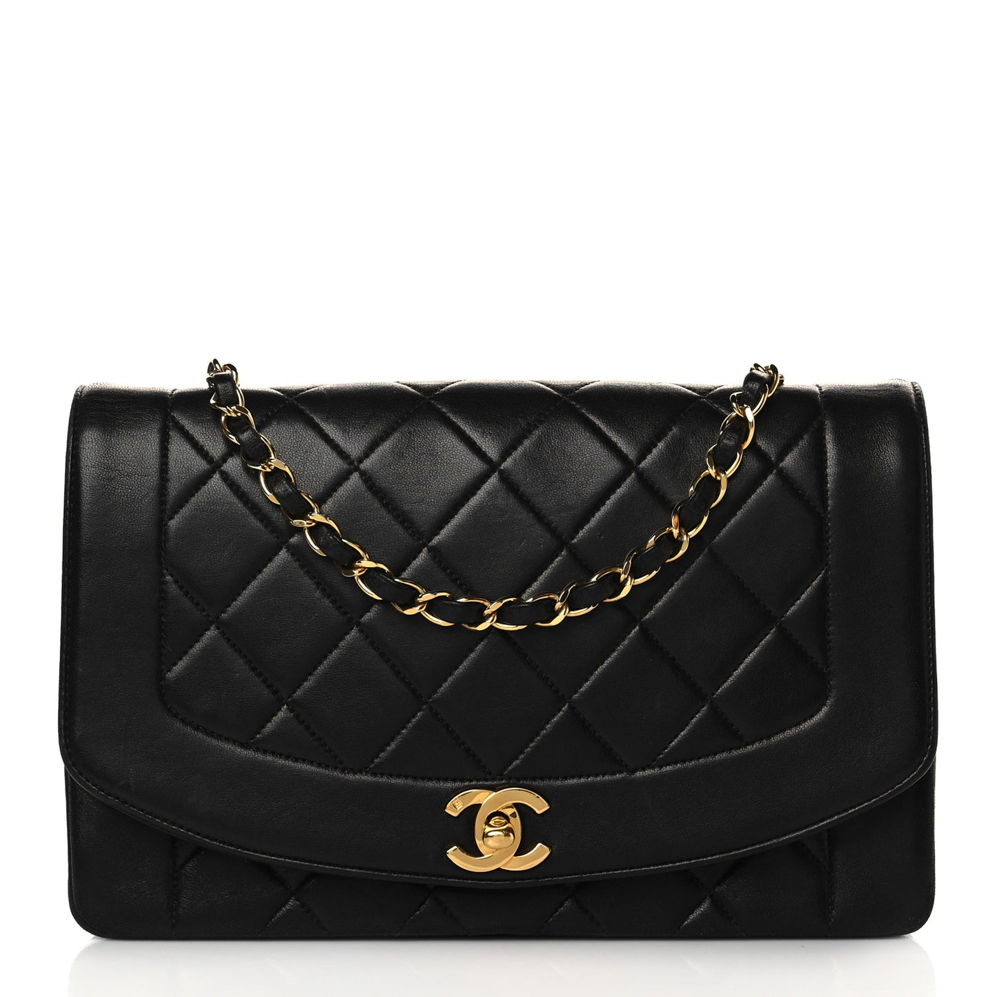 Lambskin Quilted Medium Single Flap Black