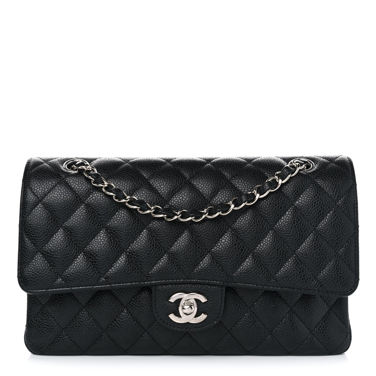 Caviar Quilted Medium Double Flap Black