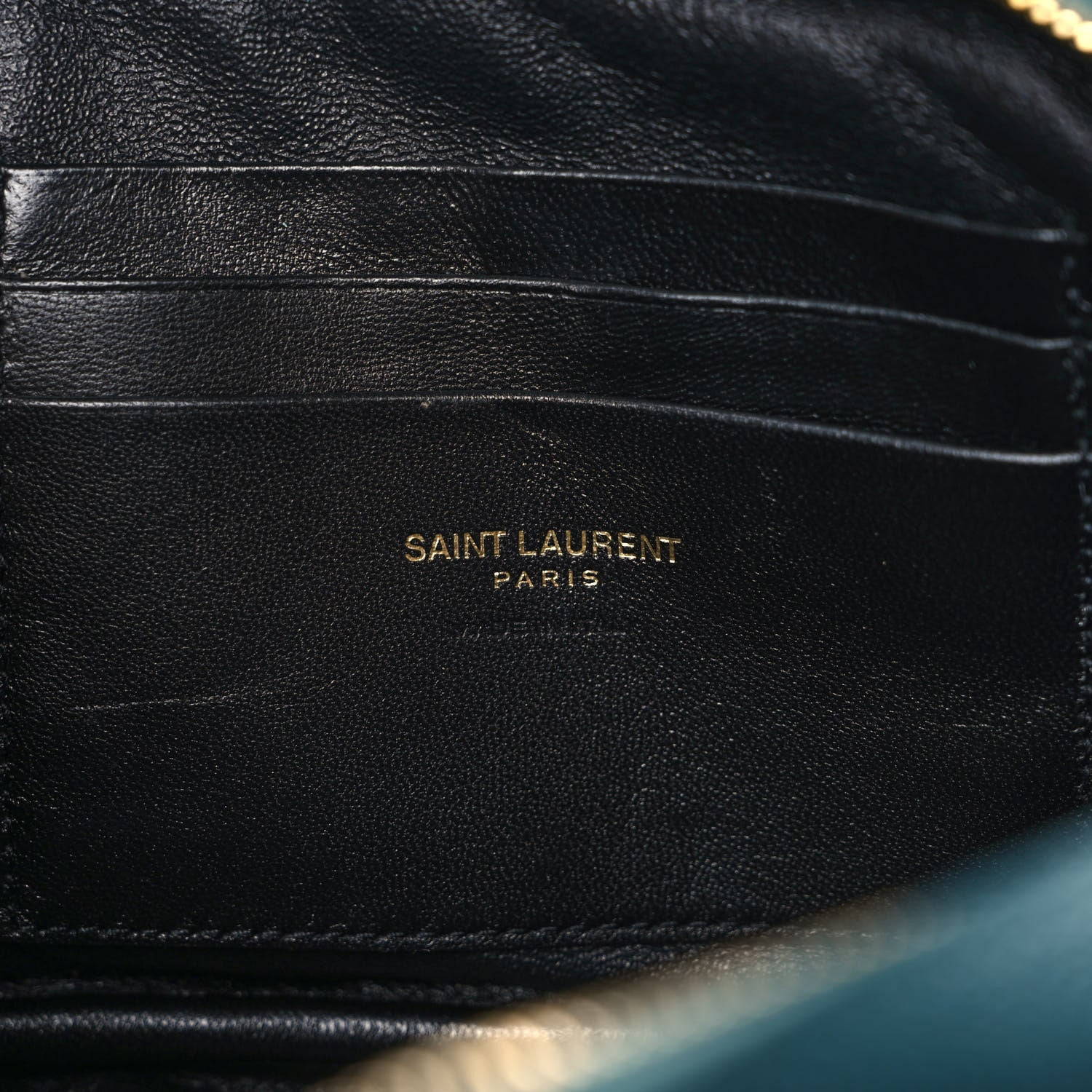 Saint Laurent Grain De Poudre Matelasse Monogram Mini Lou Camera Bag Blue Vert 6 of 9