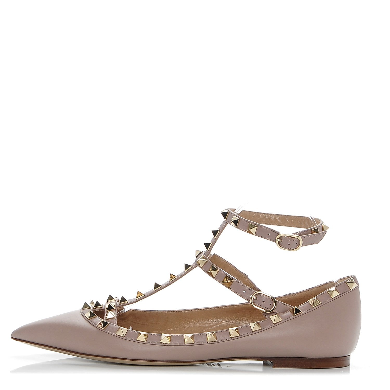 Valentino Garavani Nappa Rockstud Cage Ballerina Flats 40 Poudre 1 of 7