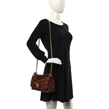 Louis Vuitton Lambskin Malletage Top Handle GO-14 MM Tan 3 of 9