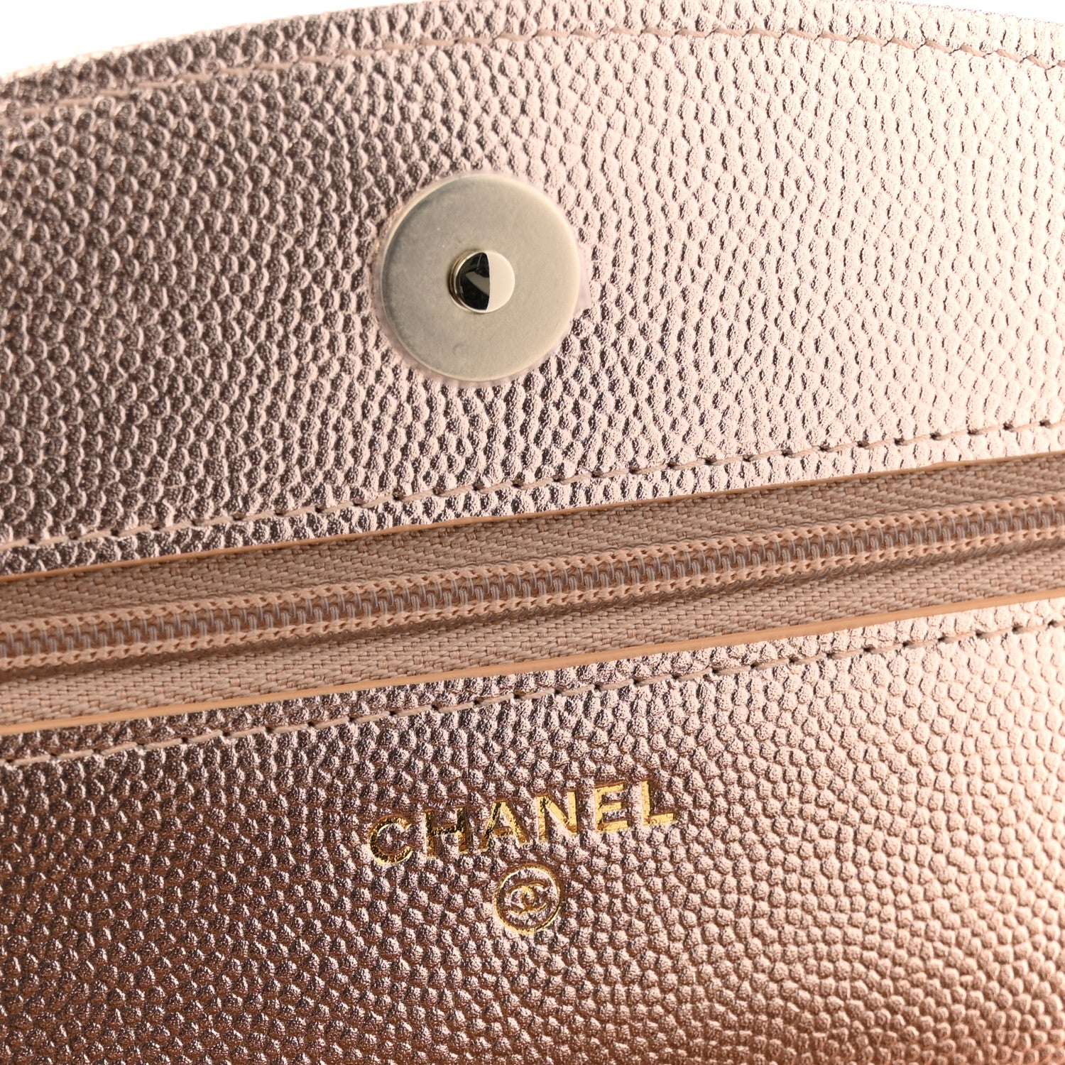Chanel Metallic Caviar Timeless CC Wallet On Chain WOC Copper 6 of 11