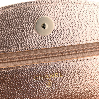 Chanel Metallic Caviar Timeless CC Wallet On Chain WOC Copper 6 of 11