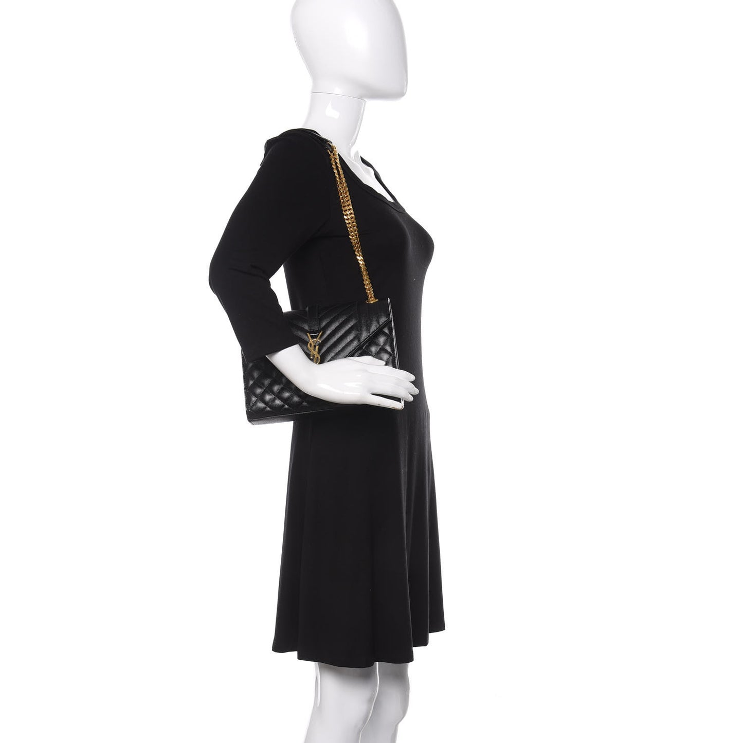 Grain De Poudre Textured Mixed Matelasse Triquilt Medium Monogram Satchel Black