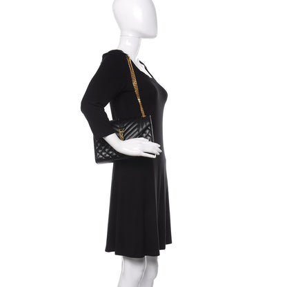 Saint Laurent Grain De Poudre Textured Mixed Matelasse Triquilt Medium Monogram Satchel Black 2 of 11
