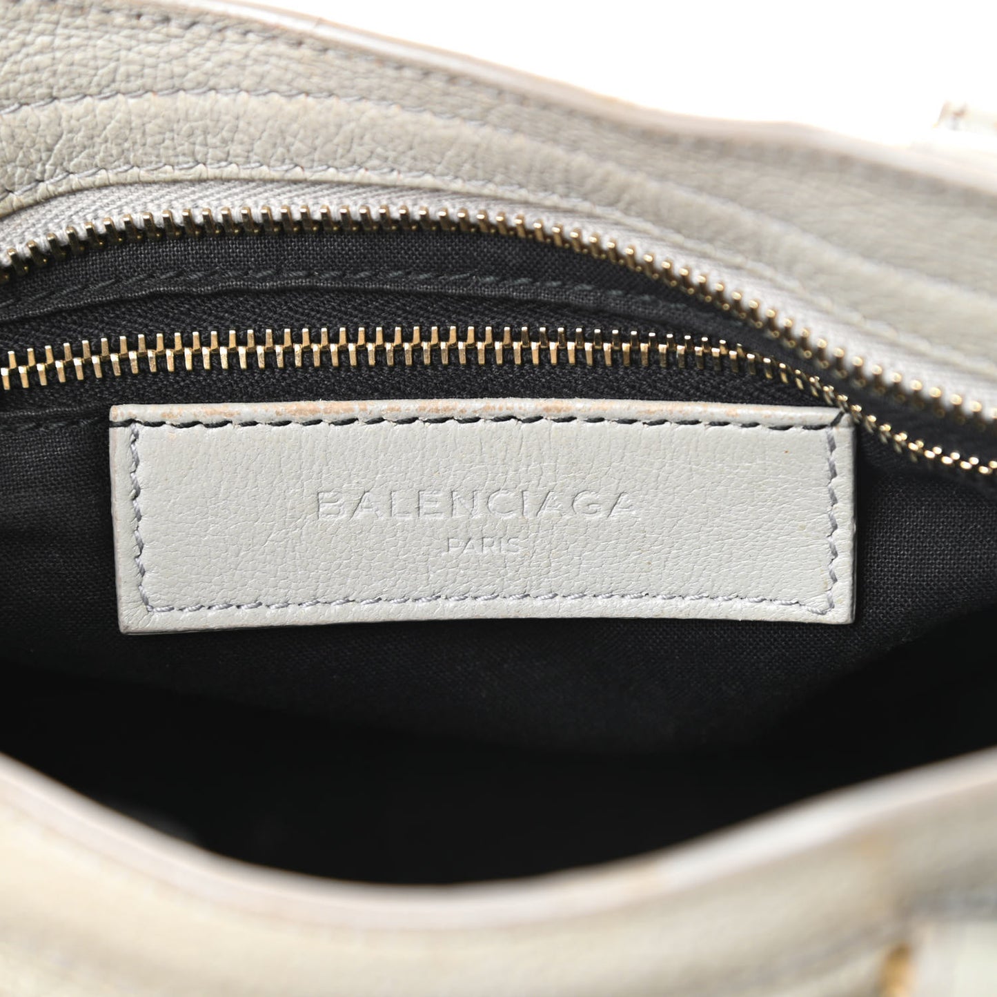 Chevre Gold Metallic Edge Hardware Mini City Gris Perle