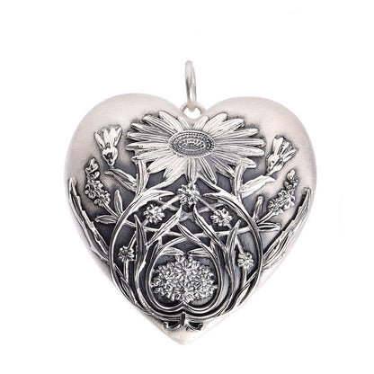 Tiffany Sterling Silver Large Ziegfeld Daisy Heart Locket Pendant 1 of 5