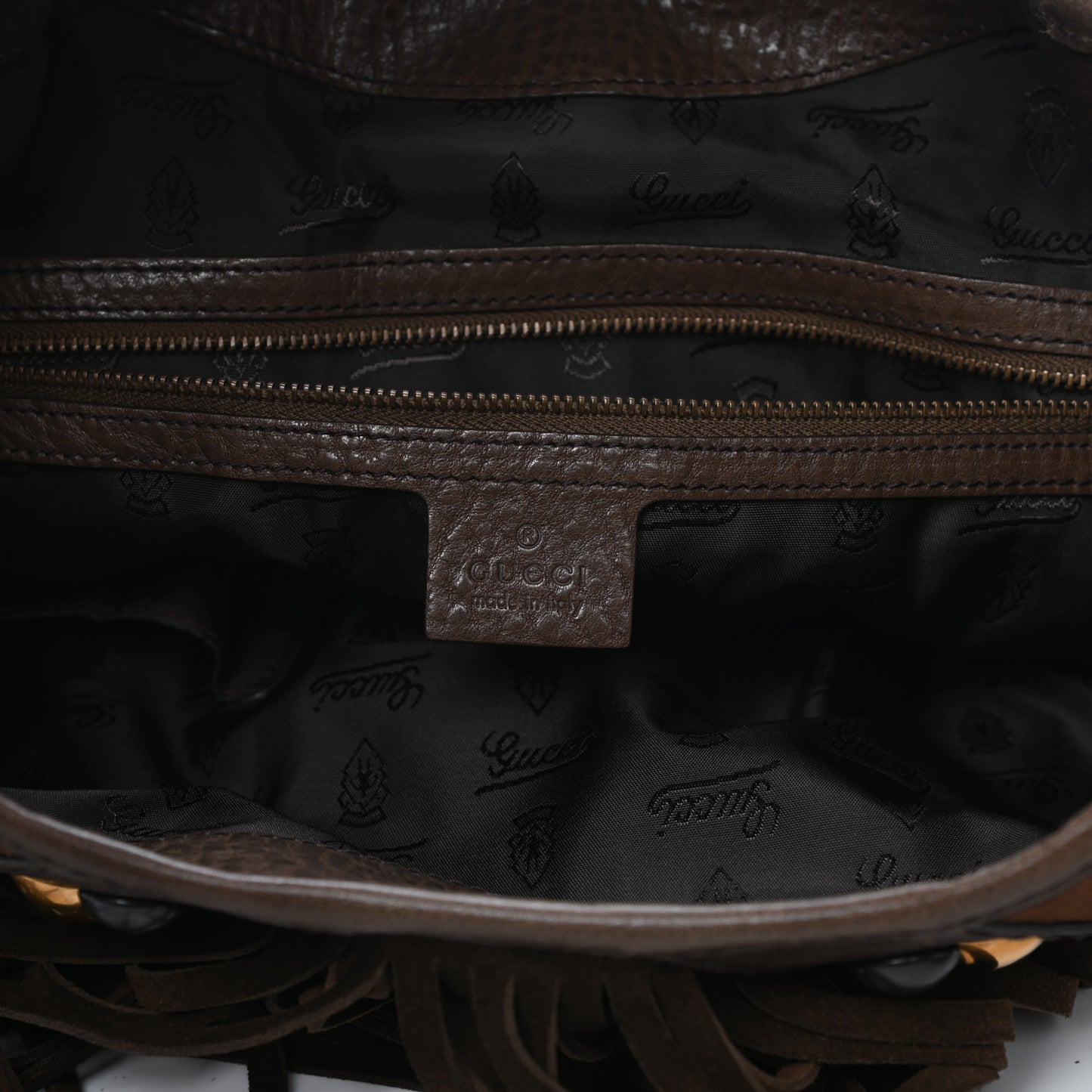 Calfskin Suede Fringe Babouska Hobo Brown