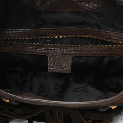Gucci Calfskin Suede Fringe Babouska Hobo Brown 6 of 11