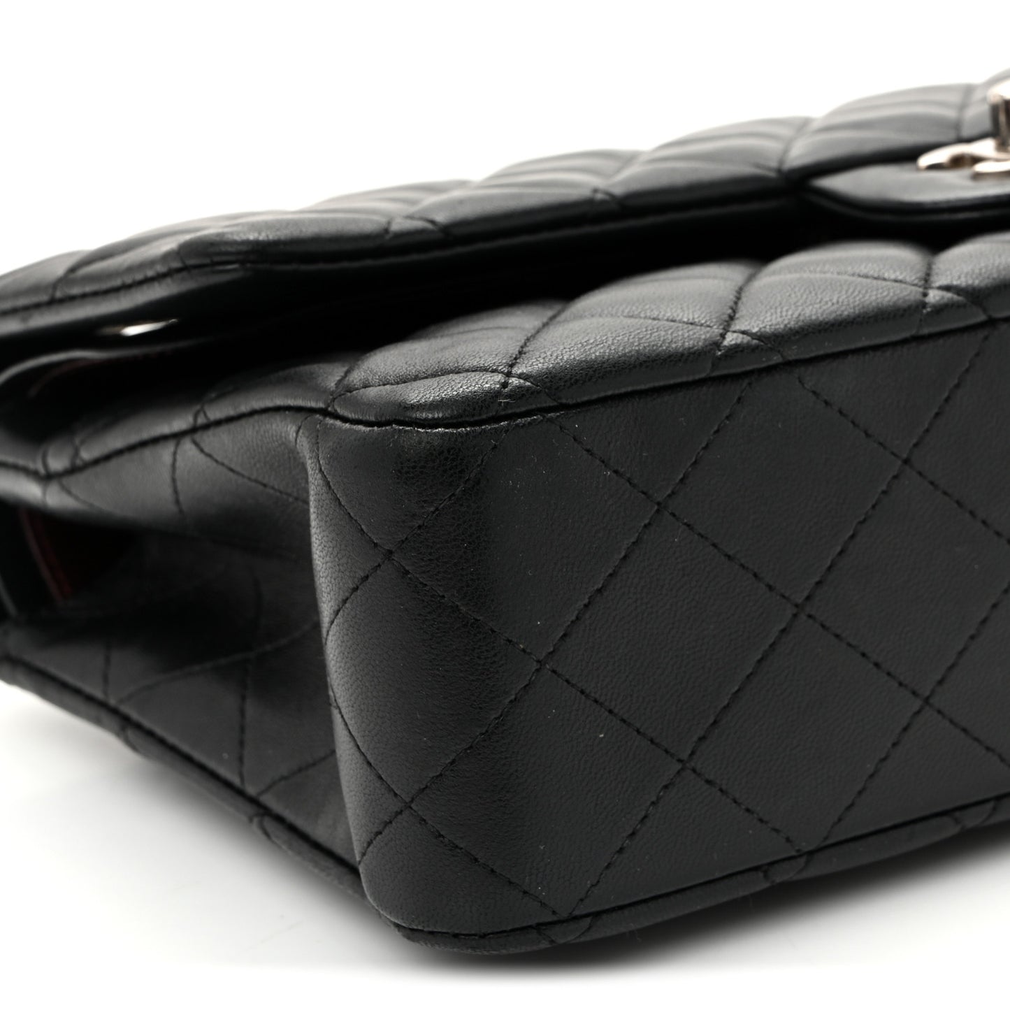 Lambskin Quilted Medium Double Flap  Black