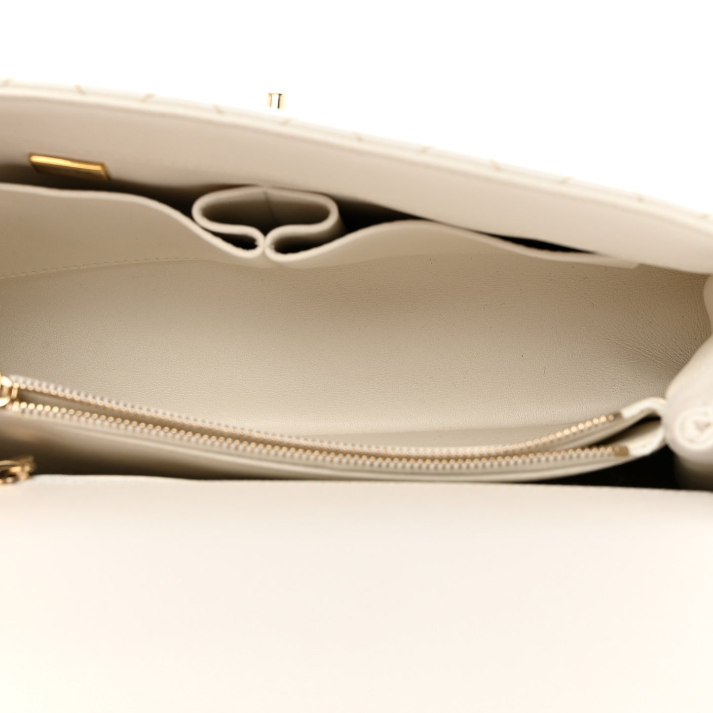 Caviar Quilted Small Coco Handle Flap White