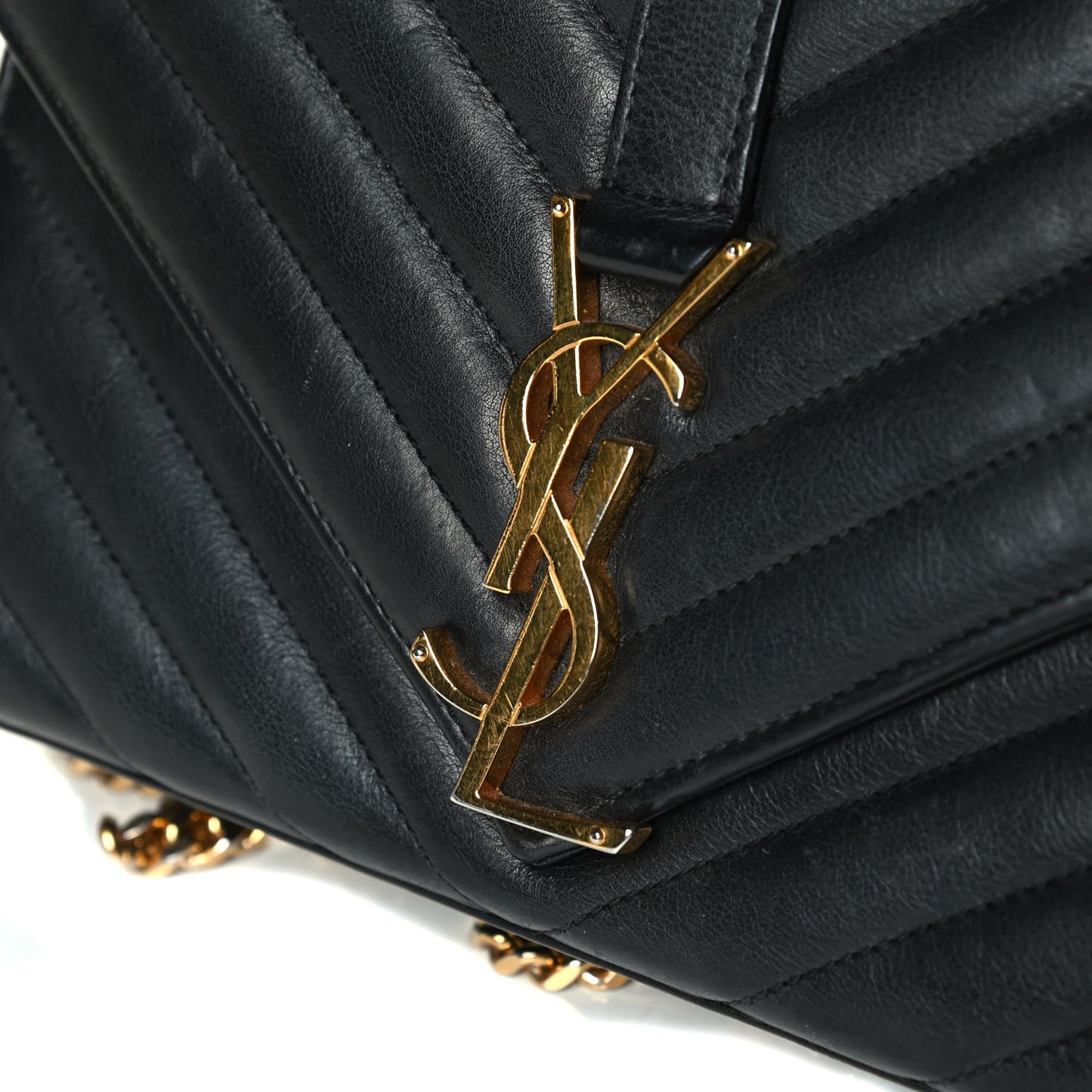 Lambskin Matelasse Chevron Small Monogram Satchel Black