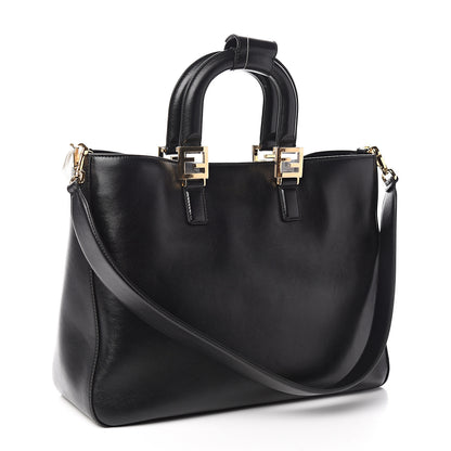 Fendi Vitello Glacier Medium FF Tote Black 2 of 9
