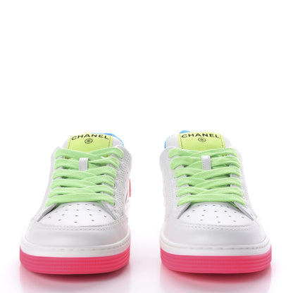 Chanel Calfskin Womens Logo Sneakers 36.5 Pink Multicolor 2 of 9