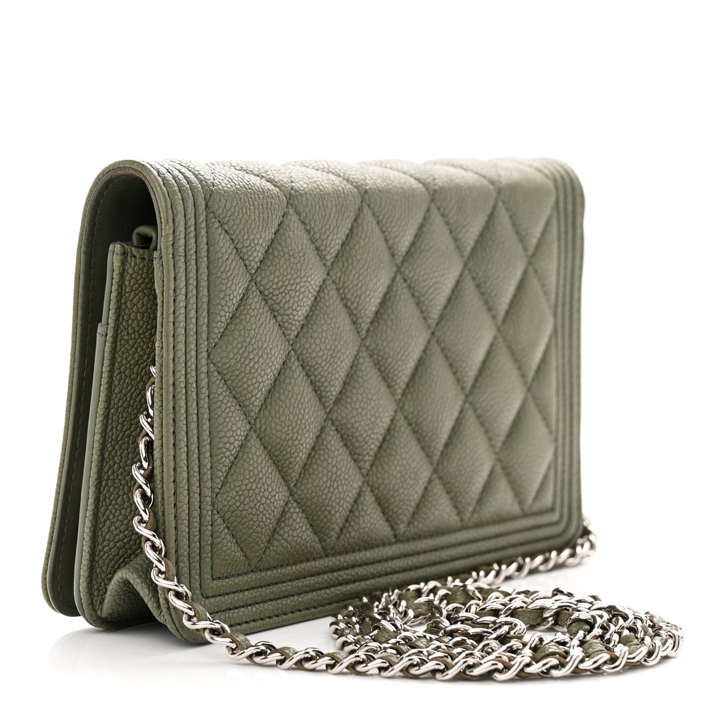 Caviar Quilted Boy Wallet On Chain WOC Khaki