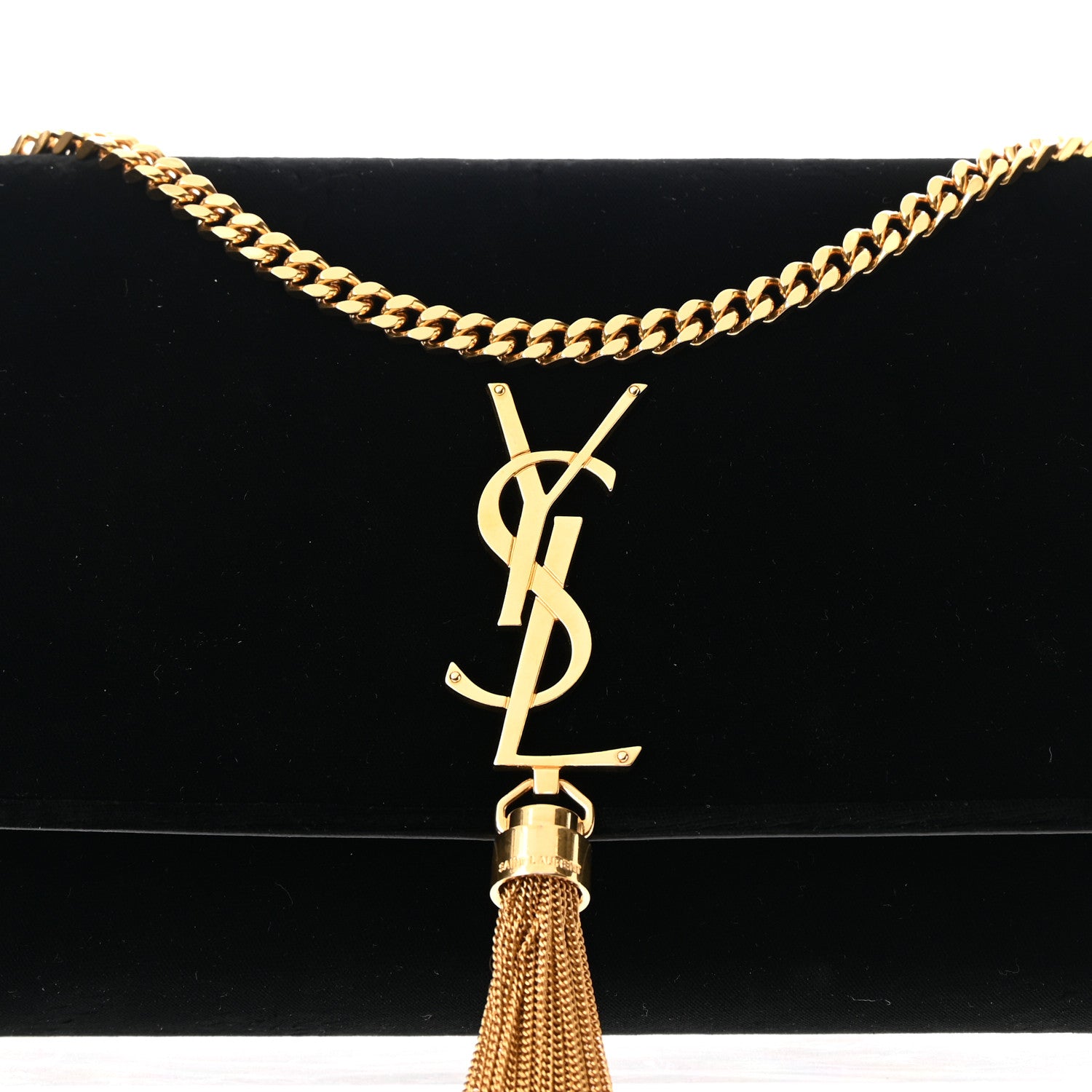 Saint Laurent Velvet Medium Monogram Kate Tassel Shoulder Bag Black 7 of 11