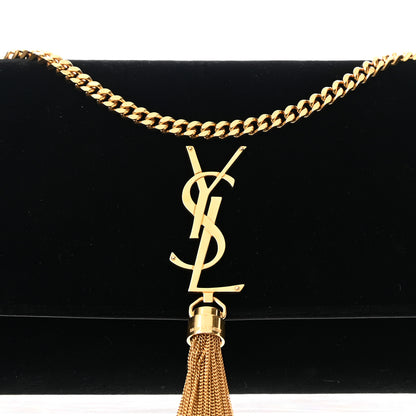Saint Laurent Velvet Medium Monogram Kate Tassel Shoulder Bag Black 7 of 11