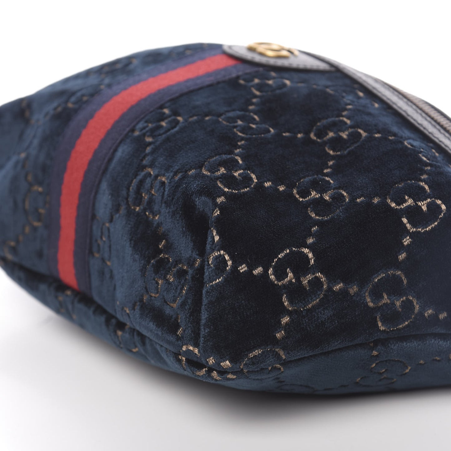 Velvet GG Monogram Web Belt Bag Blue Beige