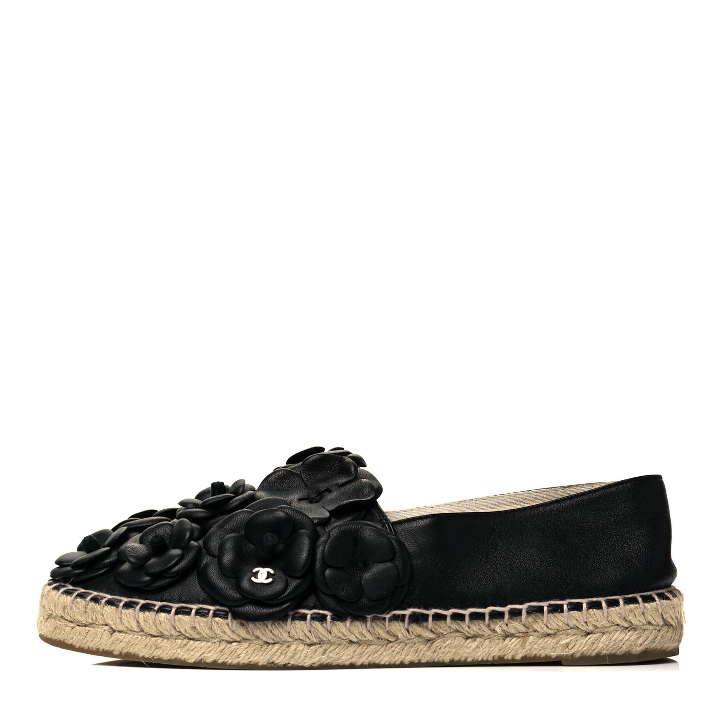 Lambskin Camellia CC Espadrilles 40 Black