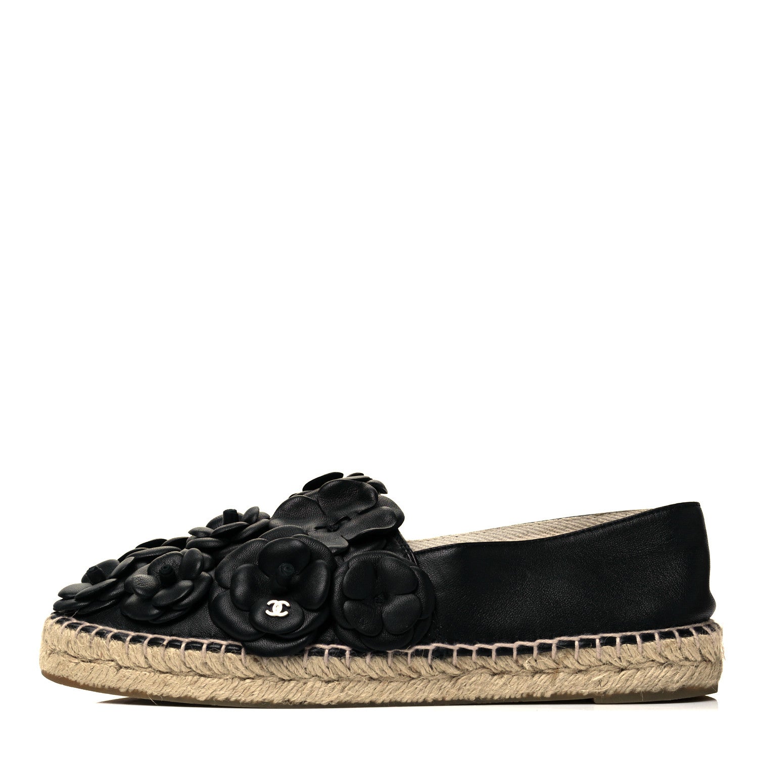 Chanel Lambskin Camellia CC Espadrilles 40 Black 1 of 7