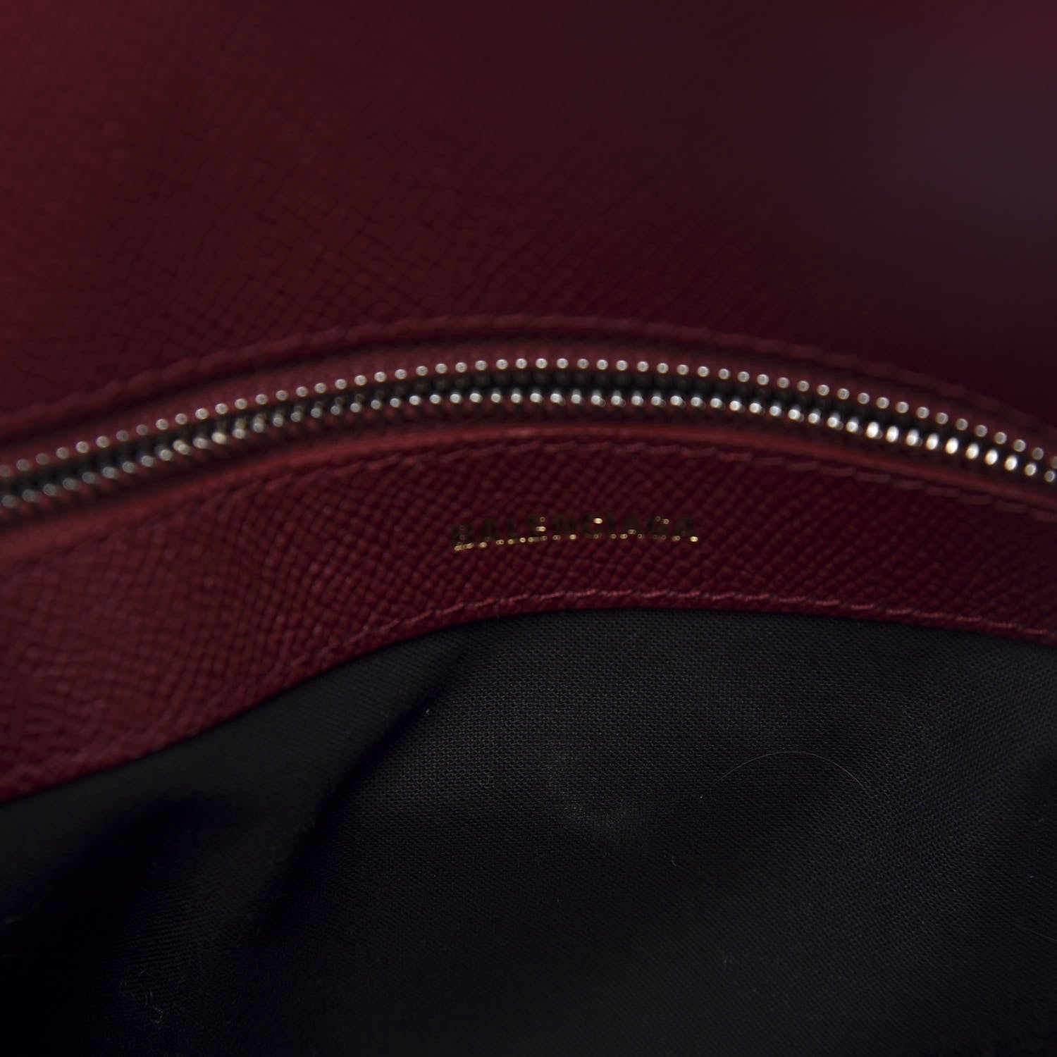 Balenciaga Signature Grained Calfskin Logo S Ville Top Handle Bag Dark Red Light White 8 of 11