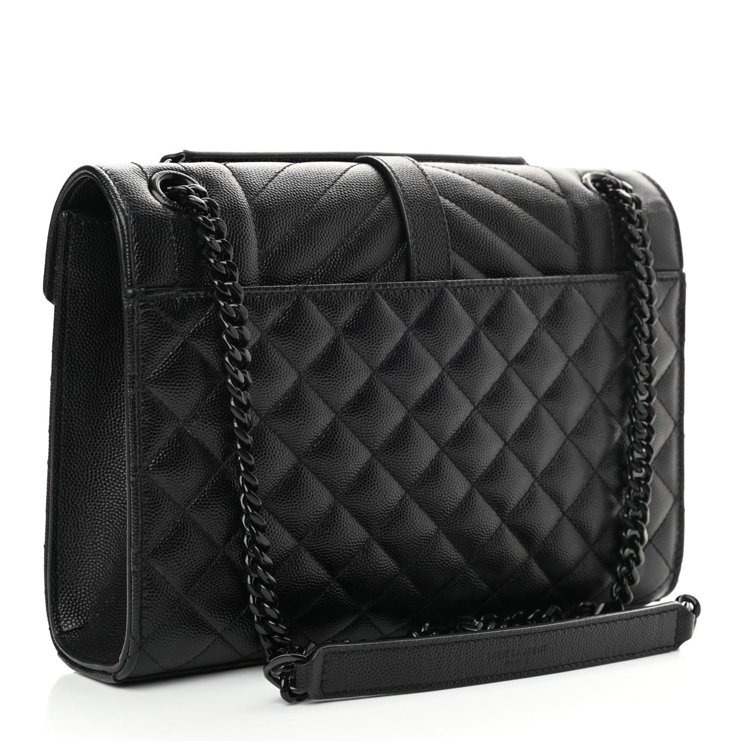 Grain De Poudre Textured Mixed Matelasse Triquilt Medium Monogram Satchel Black