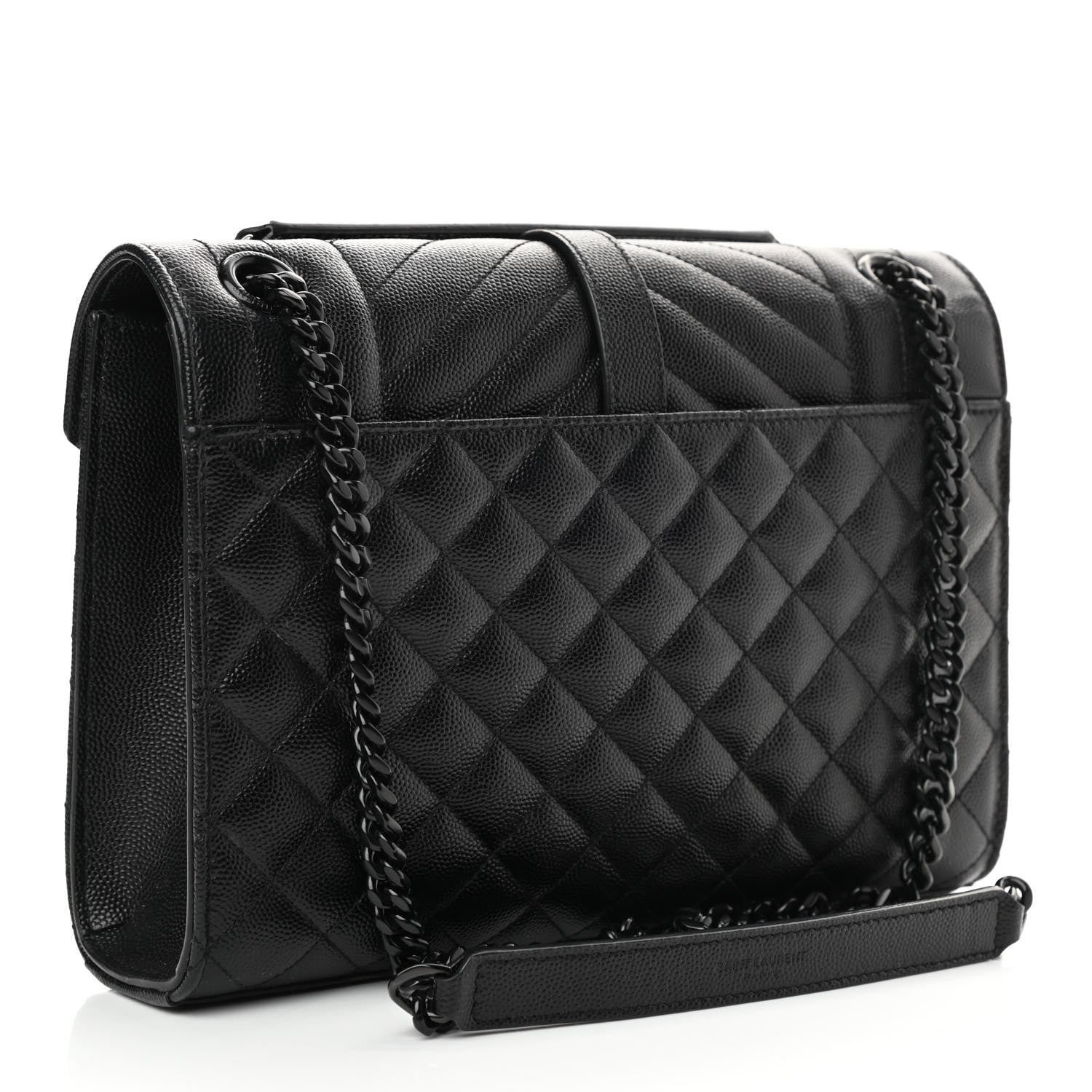 Saint Laurent Grain De Poudre Textured Mixed Matelasse Triquilt Medium Monogram Satchel Black 3 of 12