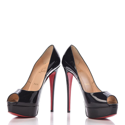 Christian Louboutin Patent Lady Peep 150 Pumps 38.5 Black 5 of 17