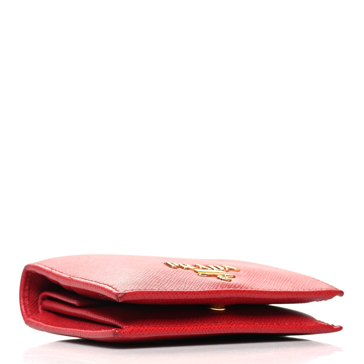 Prada Saffiano Metal Compact Snap Bi-Fold Wallet Fuoco 4 of 13